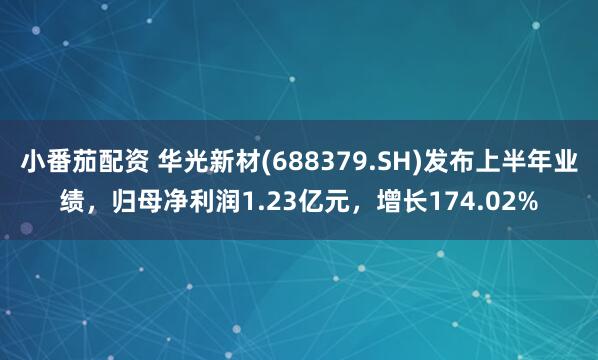 小番茄配资 华光新材(688379.SH)发布上半年业绩，归母净利润1.23亿元，增长174.02%